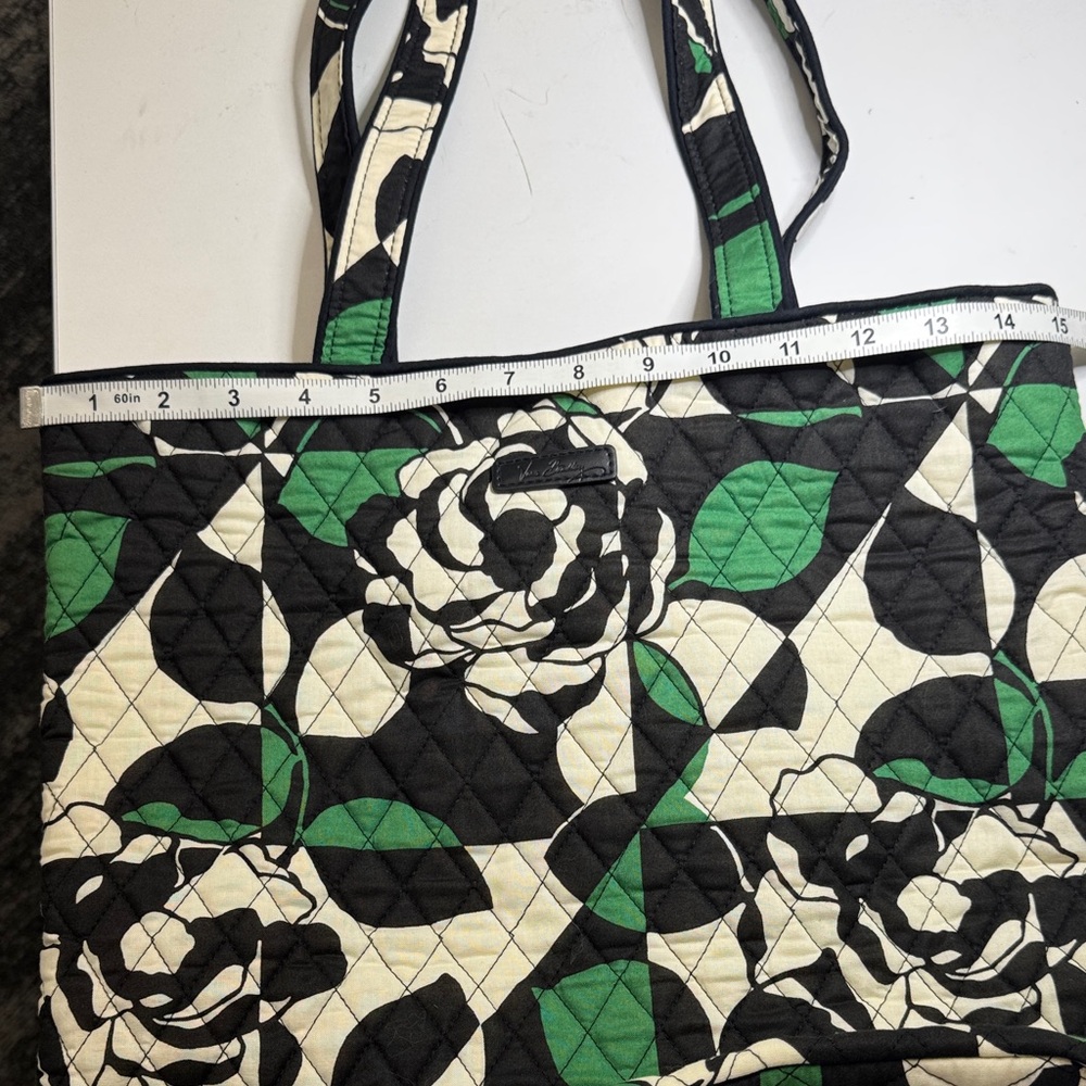 Vera Bradley Rose Quilted Tote Bag - Black, Green, and Cream - Picture 3 of 8